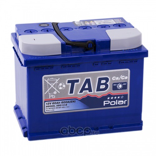 TAB 121160 Батарея аккумуляторная 60А/ч 600А 12В прямая поляр. стандартные клеммы