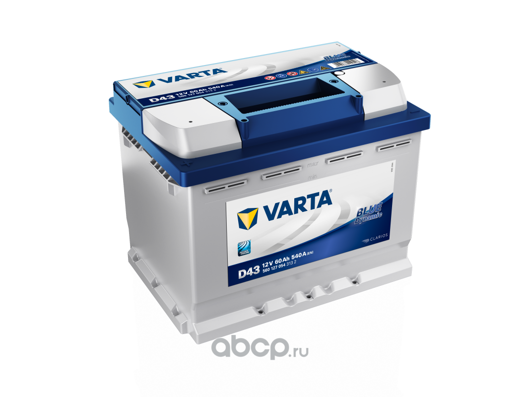 Varta 560127054 Аккумулятор Blue Dynamic 60 А/ч прямая L+ D43 242x175x190 EN540 А