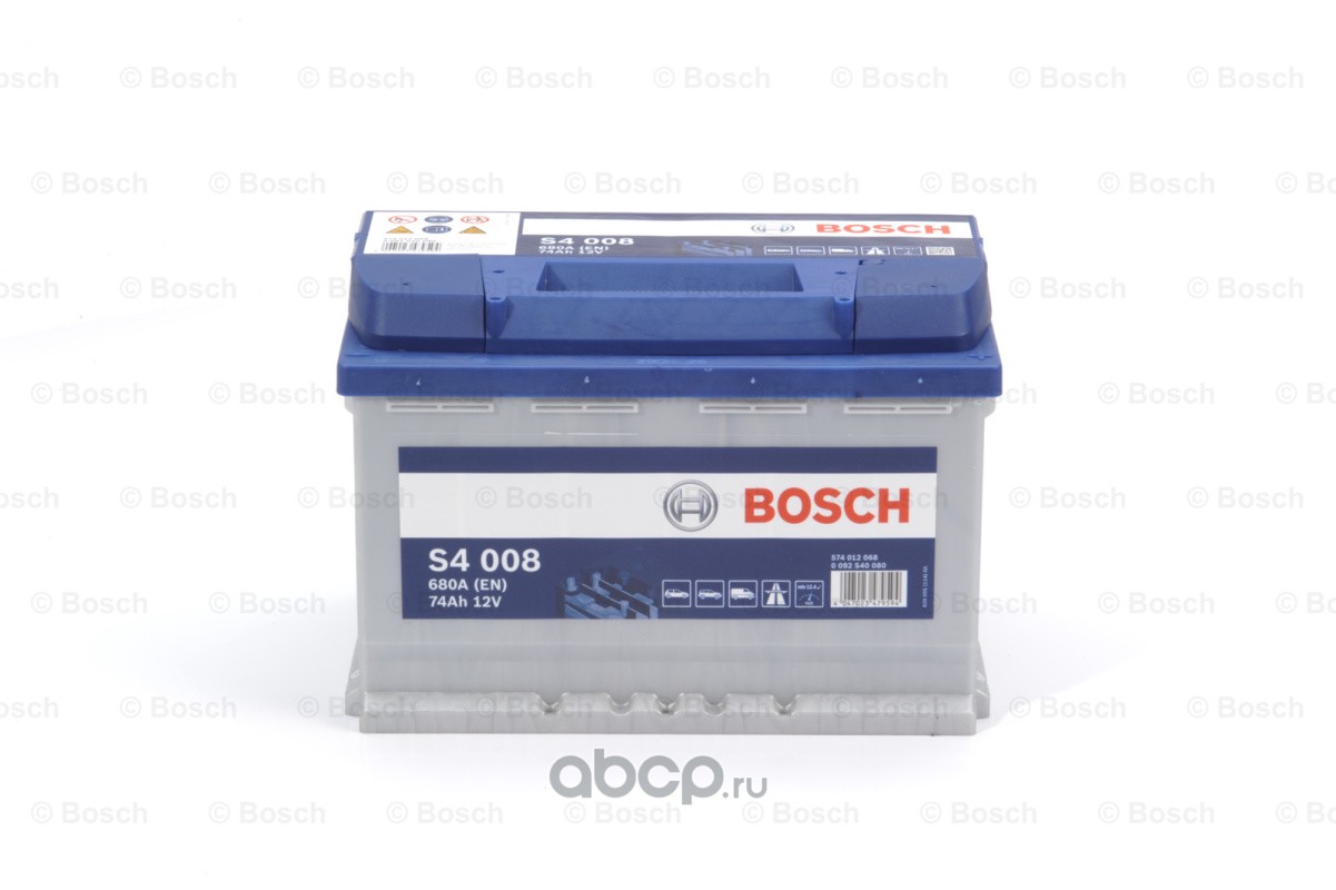 Bosch 0092S40080 Аккумулятор Silver 74 А/ч обратная R+ 278x175x190 EN680 А