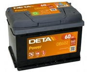 DETA DB602 Батарея аккумуляторная 60А/ч 540А 12В обратная полярн. стандартные клеммы