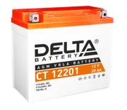 DELTA battery CT12201 Аккумулятор AGM 20 А/ч обратная R+ 177x88x154 EN270 А