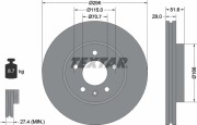 Textar 92165405 Тормозной диск высокоуглеродистый с покрытием PRO+