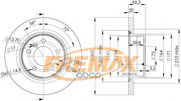 Диск Тормозной Задний Bmw 116 (2003-2010), Bmw 118I (2004-2010), Bmw 118I (2011- ), Bmw 120 (2003-20 FREMAX арт. BD3406