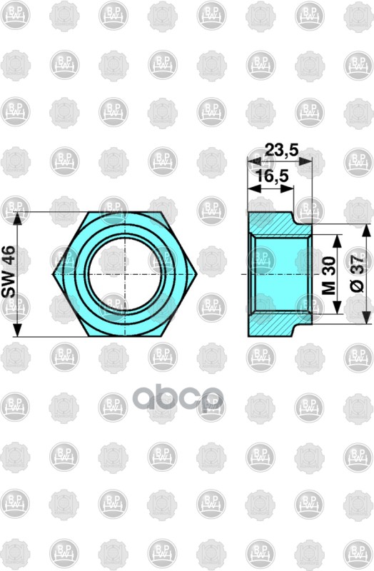 гайкасамоконтрящаяся болта реактивной тяги M30x3.5 H=24 SW46 BPW,ROR