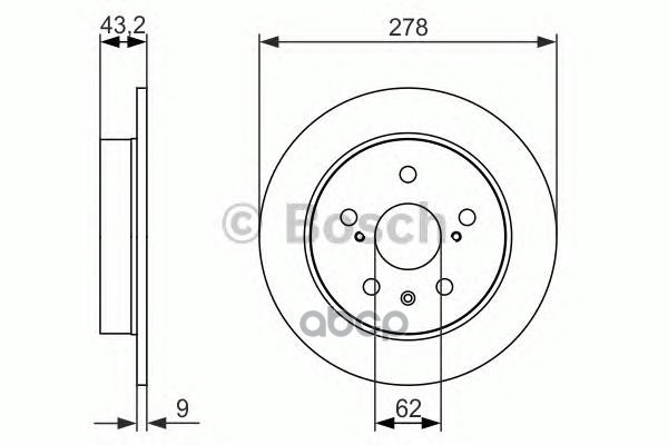 0 986 479 047 Диск Тормозной Задний! Suzuki Sx4, Fiat Sedici 1.5-2.0I/D 06> Bosch арт. 0986479047