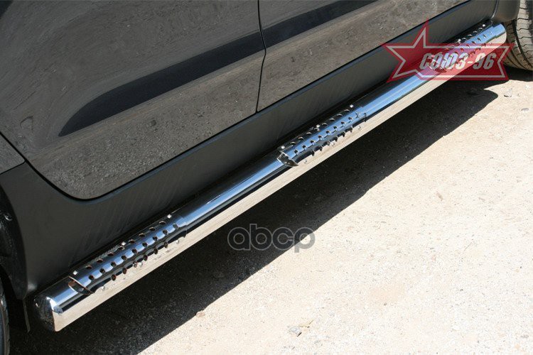 Пороги труба d76 с декоративными элементами из нержавеющей стали Hyundai IX 35 2010-,