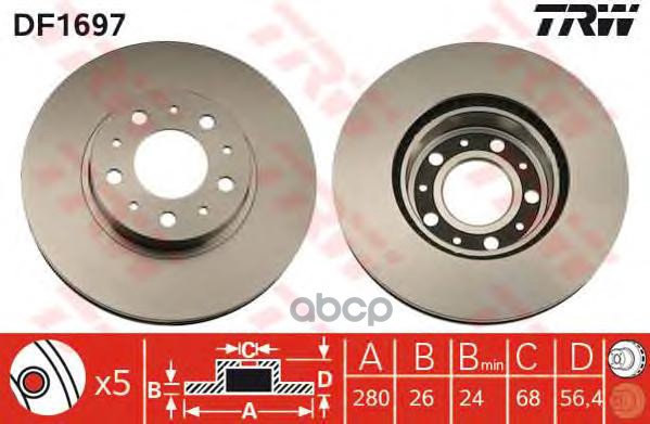 Тормозной диск DF1697 TRW арт. DF1697