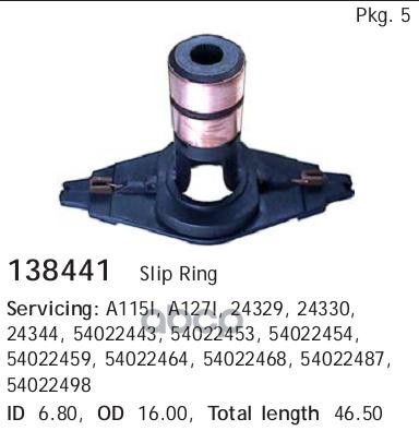 Кольцо Токосъемное! Lucas/Marelli 16X6.8x46.5mm Ford, Fiat, Mazda, Nissan, Alfa, Rover CARGO арт. 138441