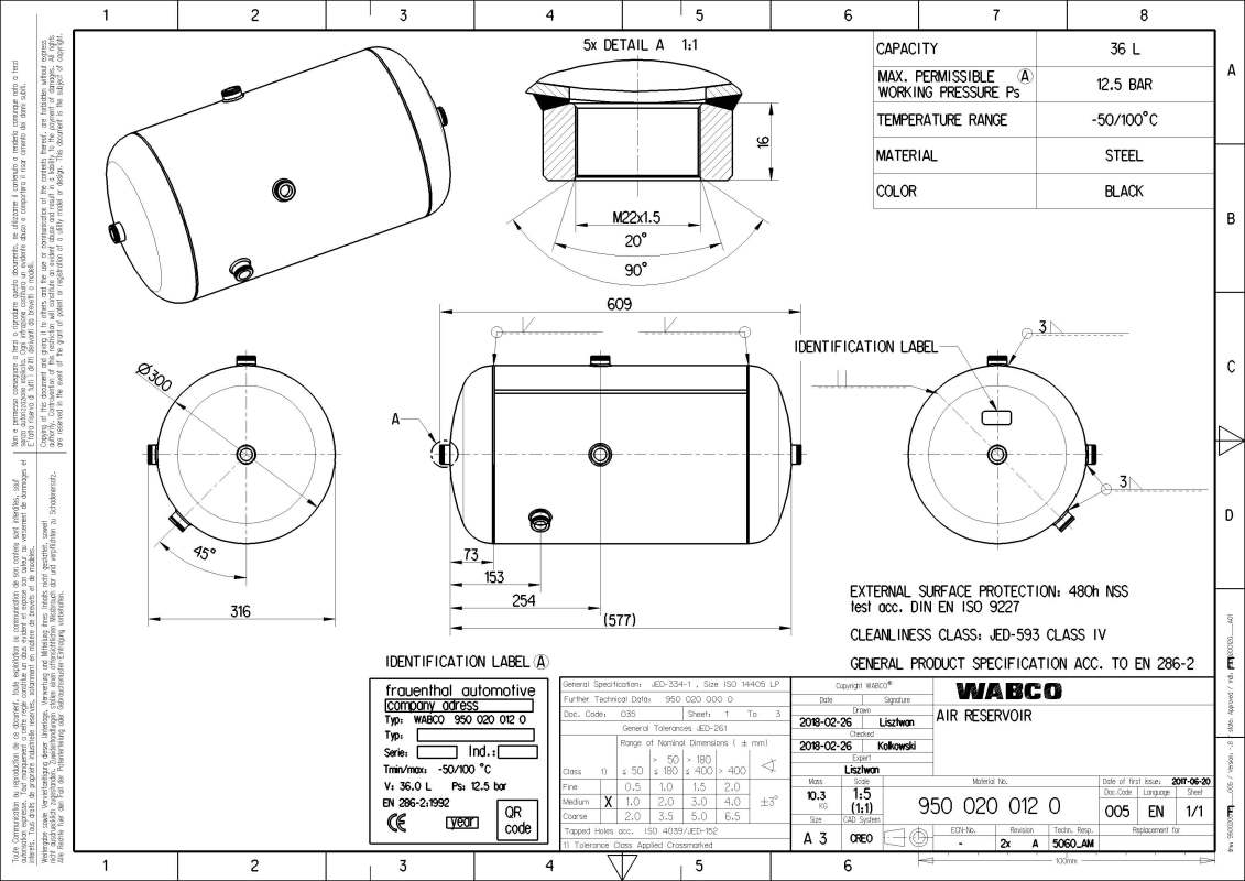 Wabco 9500200120 Ресивер