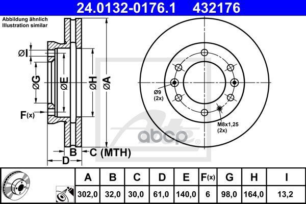 24.0132-0176.1 Диск Тормозной Вентилируемый! 302X32x30 Ford Ranger 11> Ate арт. 24013201761