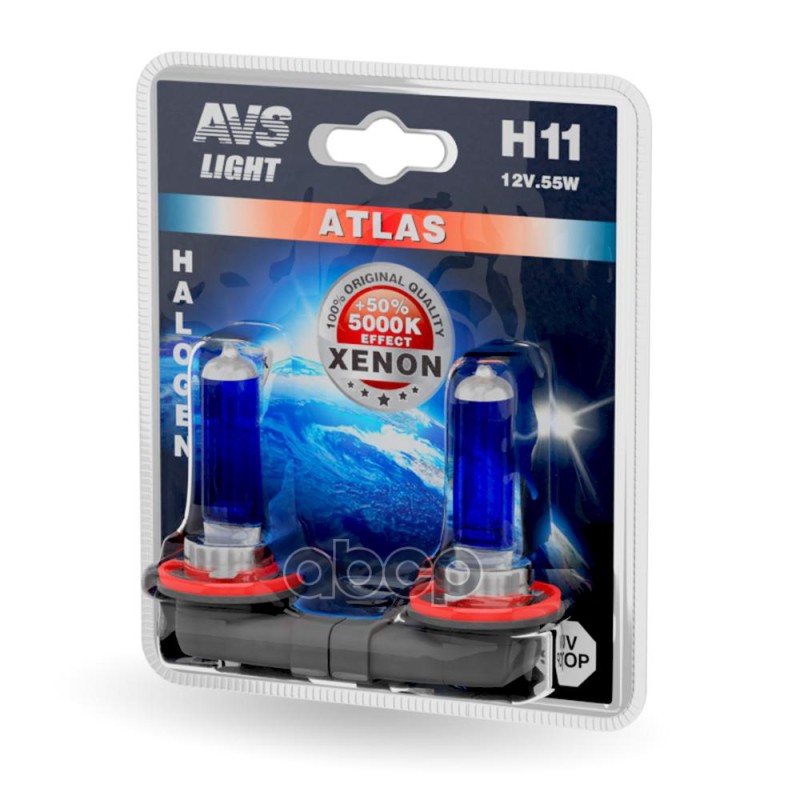 К-Т Ламп! (H11) 55W 12V Atlas 5000K Блистер 2Шт. AVS арт. A78565S