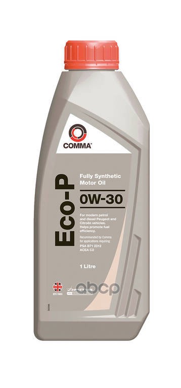 Масло моторное синтетическое COMMA Eco-P 0W-30, 1л., PSA B71 2312, ACEA C2