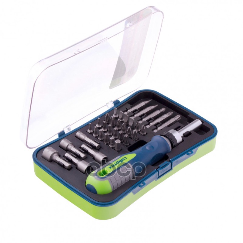 Отвертка реверсивная с набором бит и торцевыми головками, 35 шт., CrV