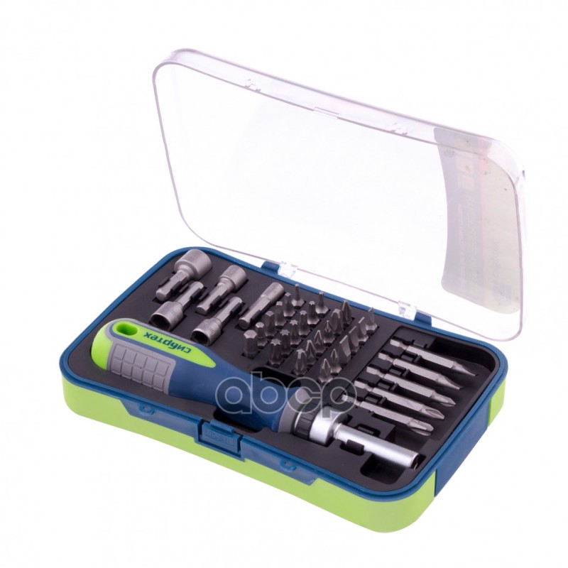 Отвертка реверсивная с набором бит и торцевыми головками, 35 шт., CrV