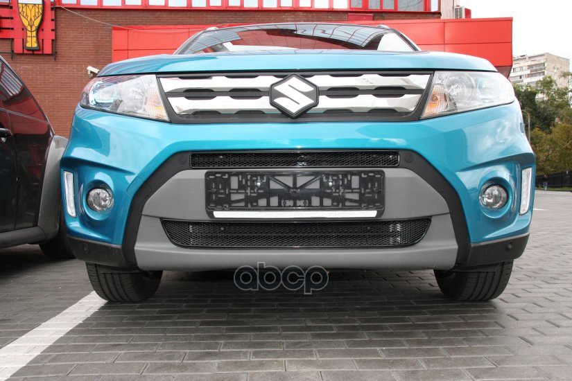 Сетка на бампер внешняя для SUZUKI Vitara 2015-2018, 2 шт., черн., 15 мм, без де