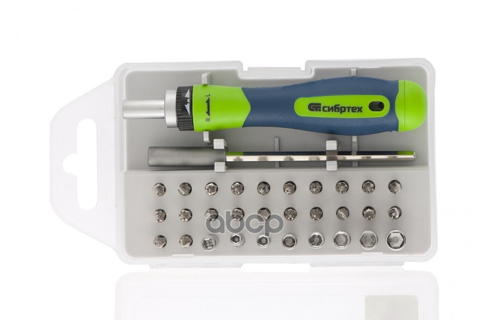 Отвертка реверсивная для точных работ с набором бит и торцевых головок, 32 предм