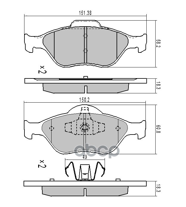Комплект передних тормозных колодок, дисковый тормоз
