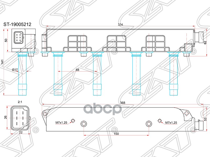 Катушка зажигания OPEL VECTRA C/CORSA C/ZAFIRA A/B 98-05 (модуль) Sat арт. ST-19005212