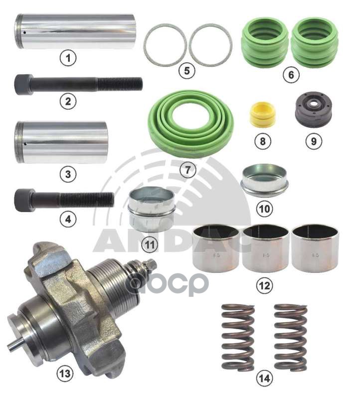 Р/К Диcкового Тормоза ! 14(Мр) Направляющие Втулки,Болты И Пыльники Pan17 Daf,Iveco Andac арт. 081030117