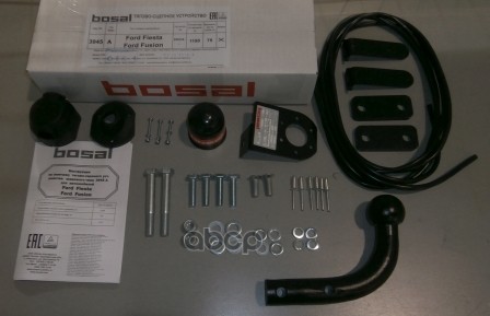 Фаркоп Ford Fiesta хетчбек 2002-2008, Fusion 2002-2012 крепление шара на двух бо