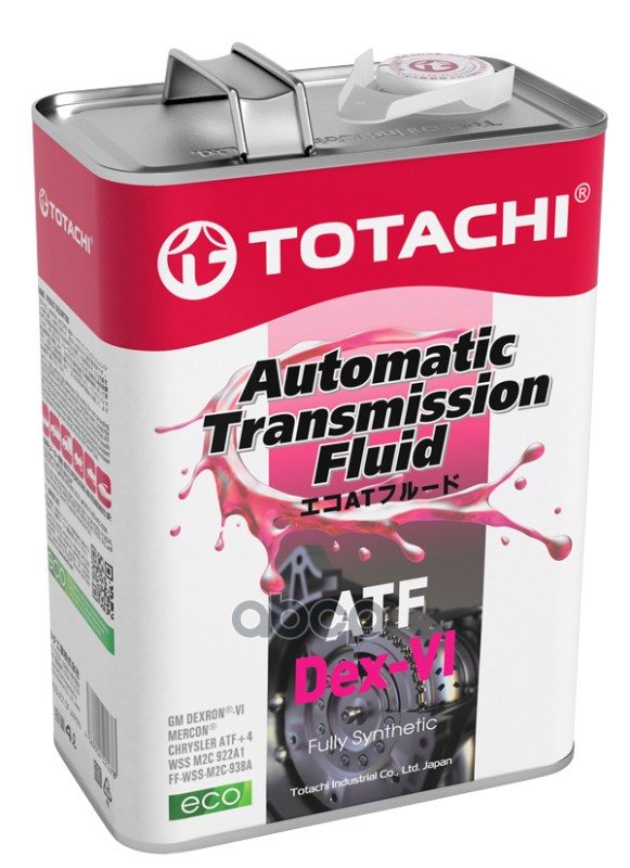Totachi Atf Dex-Vi (4L) Жидкость Гидравл.! Синт Dexron-Vi, Chrysler Atf+4, Ford Wss M2c 922A1 TOTACHI арт. 20904
