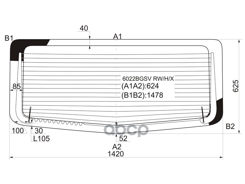 Стекло заднее (Цвет зеленый/ Обогрев) Nissan Primastar 02-14 / Opel Vivaro 01-14 XYG арт. 6022BGSV RW/H/X