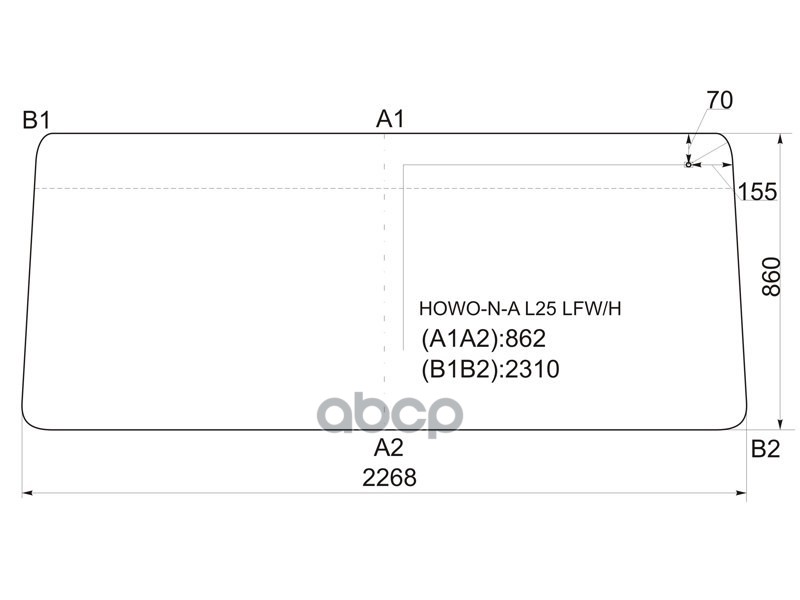 Стекло лобовое (Антенна) Howo Expo 04- XYG арт. HOWO-N-A L25 LFW/H