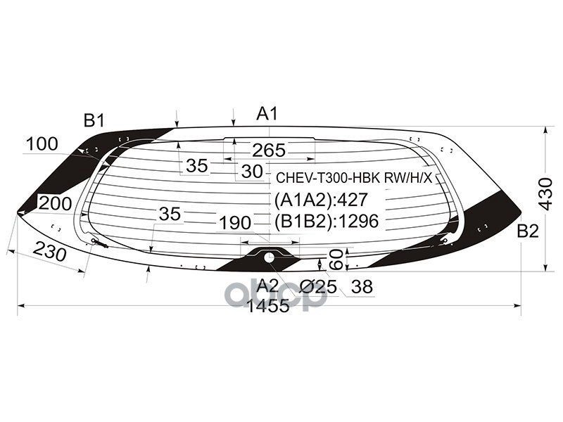 Стекло заднее (Цвет зеленый/ Обогрев/ 5D HBK) Chevrolet Aveo 11- XYG арт. CHEV-T300-HBK RW/H/X
