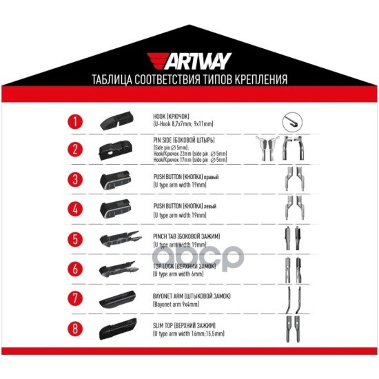 Щетка стеклоочистителя бескаркасная ARTWAY 24