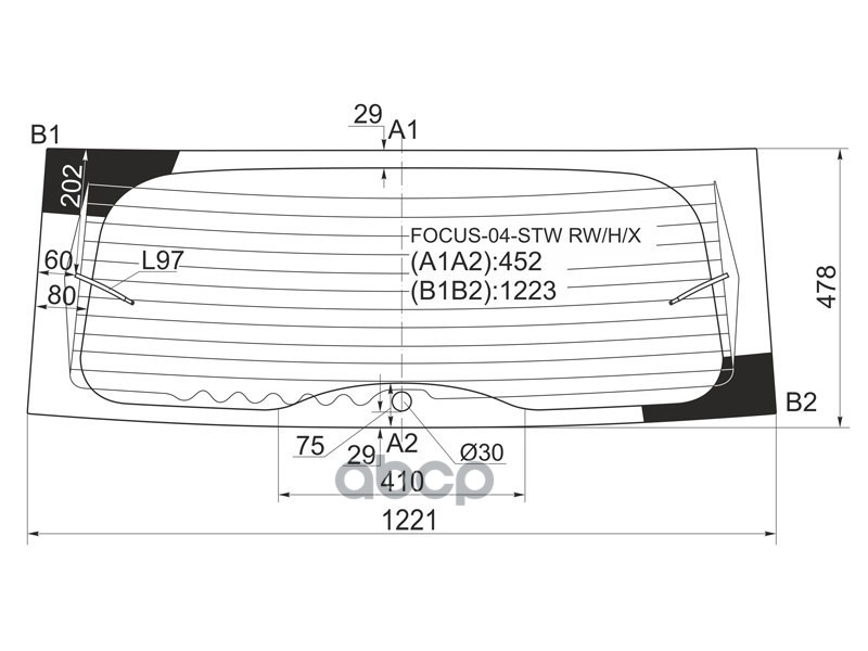 Стекло заднее (Цвет зеленый/ Обогрев) Ford Focus 04-11 XYG арт. FOCUS-04-STW RW/H/X