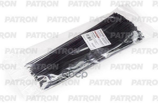 Комплект пластиковых хомутов 3.6 х 300 мм, 100 шт, нейлон, черные Patron P36300B