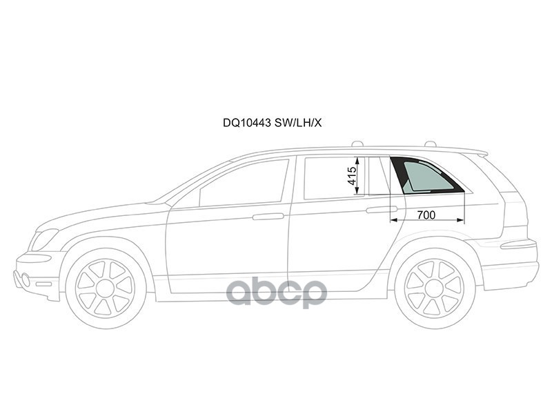 Стекло кузова боковое (не опускное) (Слева/ Цвет зеленый) Chrysler Pacifica 03-08 XYG арт. DQ10443 SW/LH/X