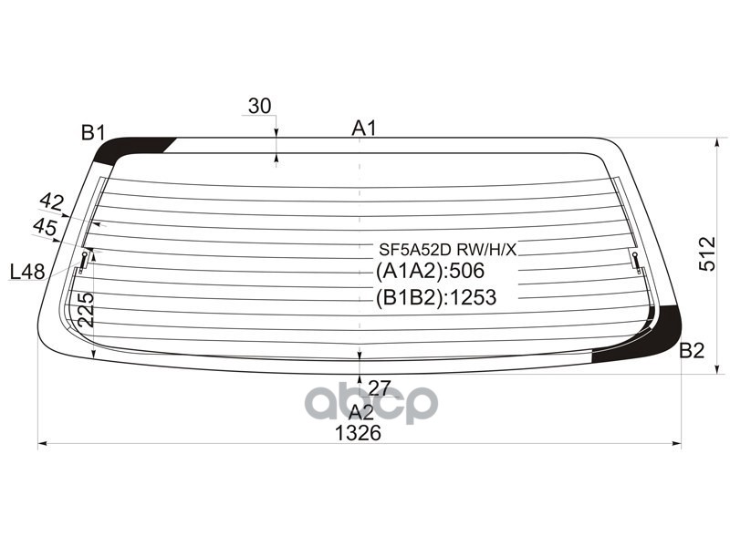 Стекло заднее (Цвет зеленый/ Обогрев) Subaru Forester 97-00 XYG арт. SF5A52D RW/H/X