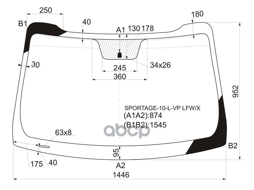 Стекло лобовое Kia Sportage 10-16 XYG арт. SPORTAGE-10-L-VP LFW/X