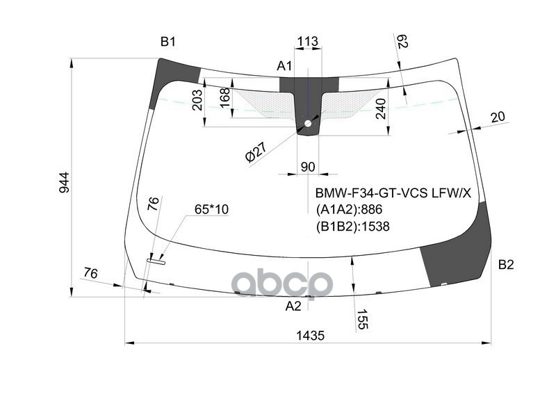 Стекло лобовое (Датчик дождя) BMW 3-Series Gran Turismo 13-20 XYG арт. BMW-F34-GT-VCS LFW/X