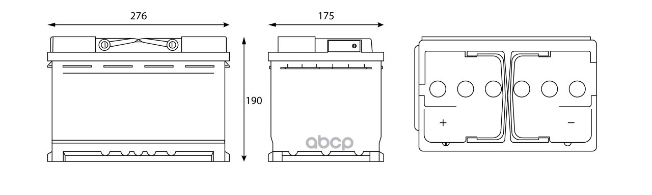Аккумулятор Contact 77 Ah, 640 A, 276x175x190 прям. 276x175x190