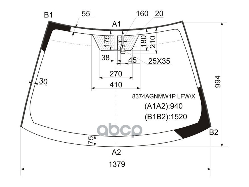 Стекло лобовое (Датчик дождя/ Молдинг) Toyota Auris 06-12 XYG арт. 8374AGNMW1P LFW/X