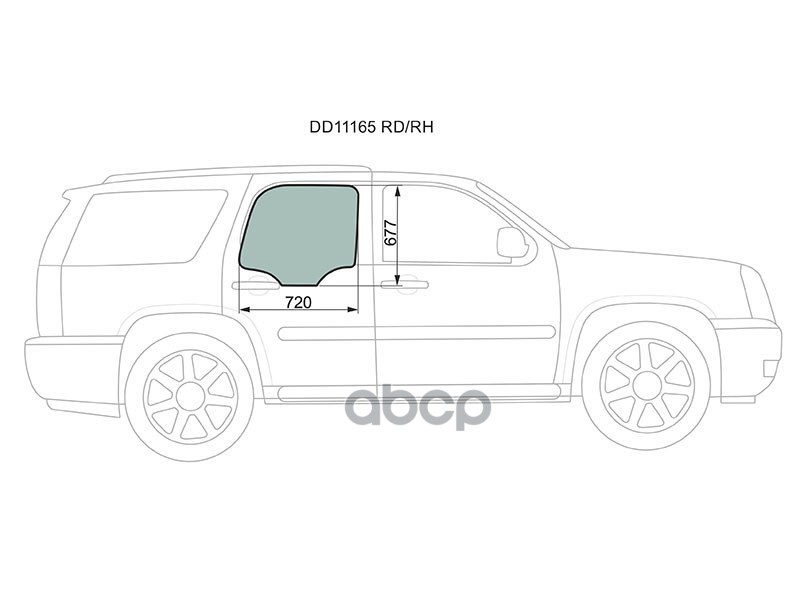 Стекло боковое опускное (Сзади/ Справа/ Цвет зеленый) Chevrolet Tahoe 06-14 XYG арт. DD11165 RD/RH