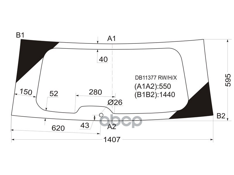 Стекло заднее (Цвет зеленый) Chrysler Grand Voyager 08-15 / Town&Country 08-15 XYG арт. DB11377 RW/H/X
