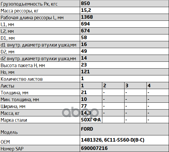 Рессора задняя 772101FD-2912012-D-10