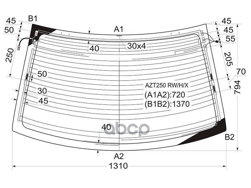 Стекло заднее (Цвет зеленый/ Обогрев/ Антенна) Toyota Avensis (T250) 03-08 XYG арт. AZT250 RW/H/X