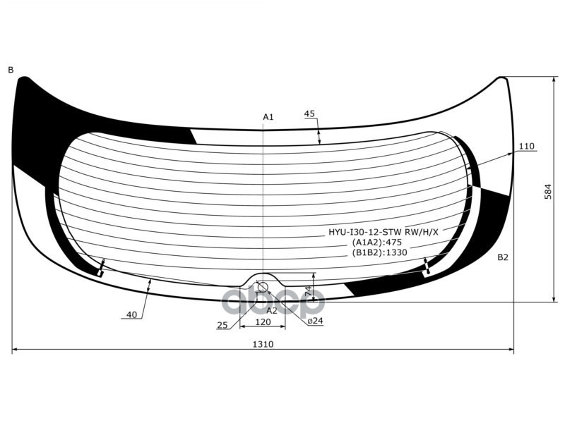 Стекло заднее (Цвет зеленый/ Обогрев/ 5D WGN) Hyundai i30 11-17 XYG арт. HYU-I30-12-STW RW/H/X