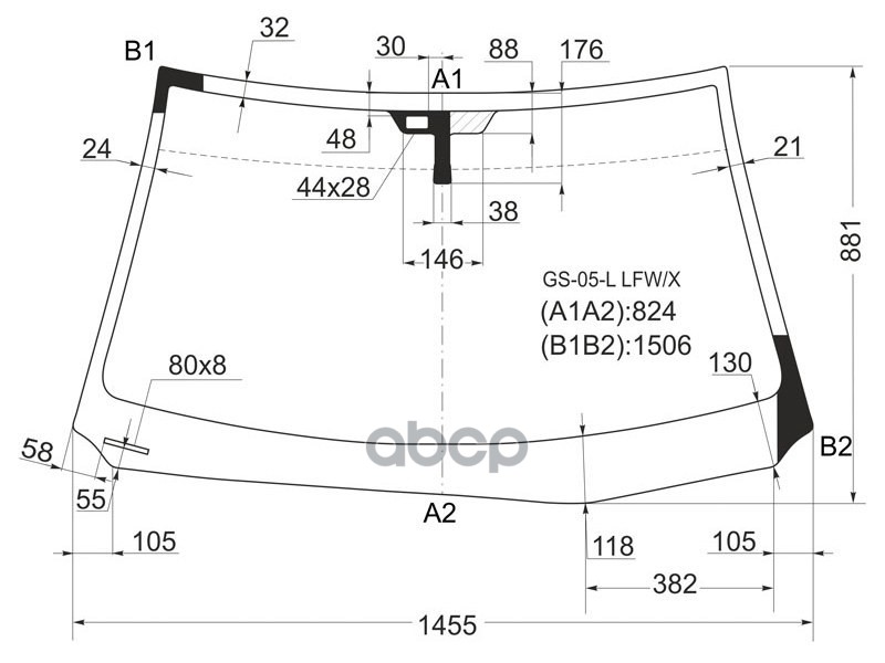Стекло лобовое (Датчик дождя) Lexus GS 05-12 XYG арт. GS-05-L LFW/X