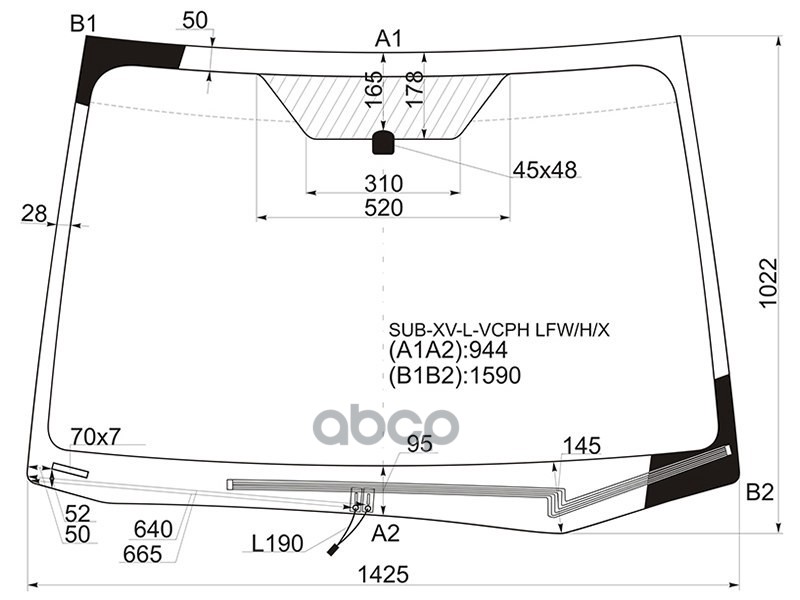 Стекло лобовое (Обогрев щеток) Subaru Impreza 11-16 / XV 11-17 XYG арт. SUB-XV-L-VCPH LFW/H/X