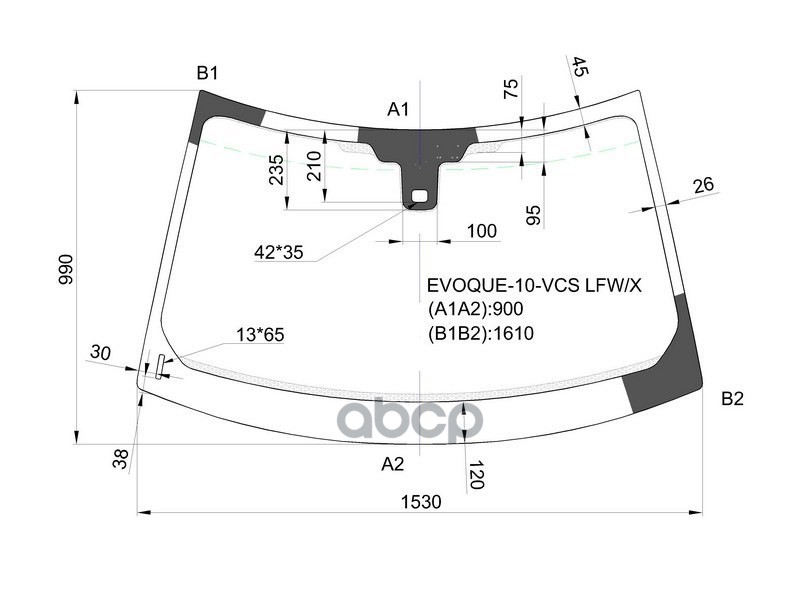 Стекло лобовое (Датчик дождя) Land Rover Range Rover Evoque 11-15 XYG арт. EVOQUE-10-VCS LFW/X