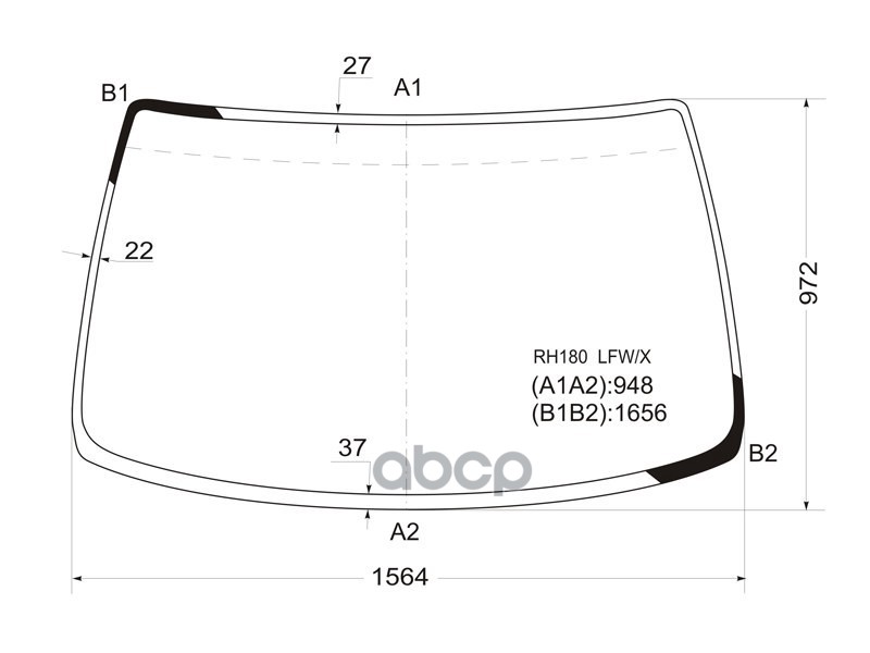 Стекло лобовое Toyota Grand Hiace 99-02 / Granvia 95-02 XYG арт. RH180 LFW/X
