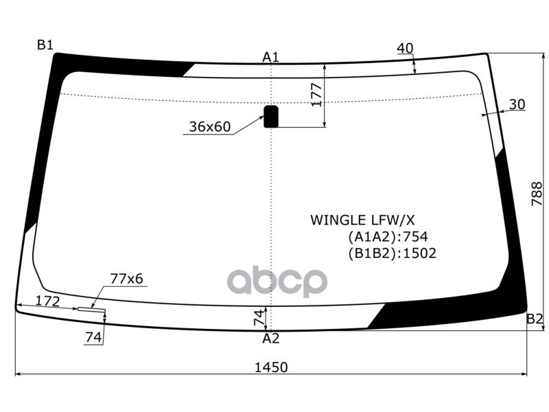 Стекло лобовое Great Wall Wingle 06-16 XYG арт. WINGLE LFW/X
