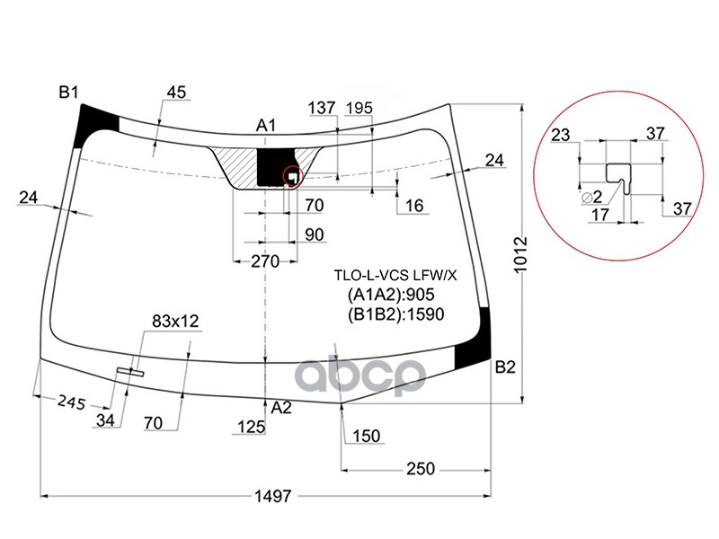 Стекло лобовое (Датчик дождя) Honda Accord 08-11 / Acura TSX 08-14 XYG арт. TLO-L-VCS LFW/X