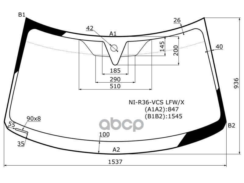 Стекло лобовое (Датчик дождя) Nissan GT-R 07-23 XYG арт. NI-R36-VCS LFW/X