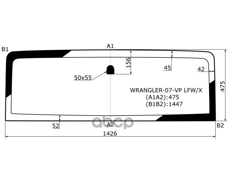 Стекло лобовое Jeep Wrangler 06-18 XYG арт. WRANGLER-07-VP LFW/X